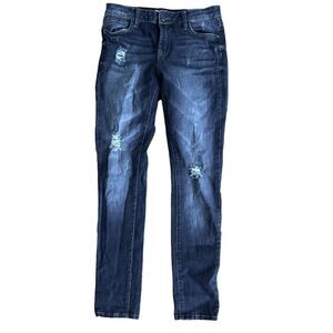 I&M Jeans Skinny Medium Wash Distressed Women size 7 EUC